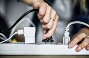 A Missouri homeowner plugs too many things into one extension cord.